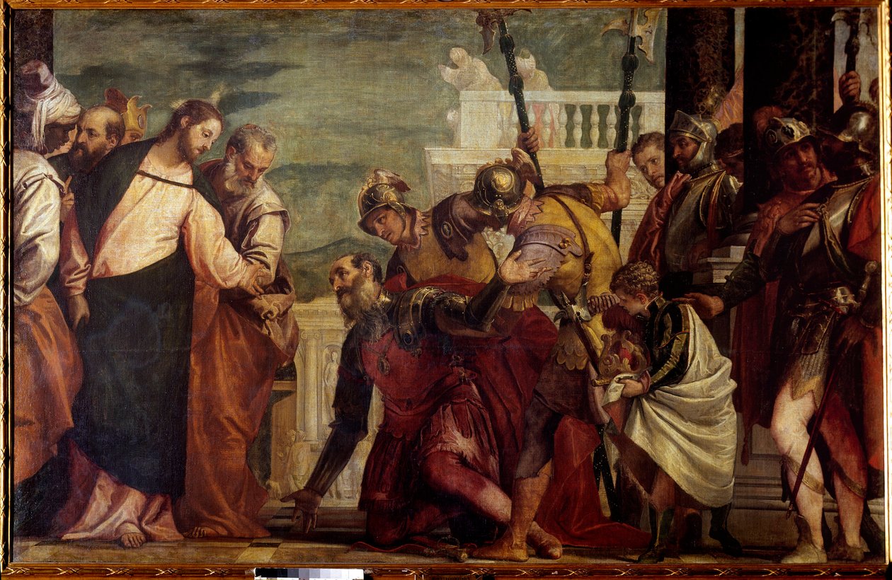 Jésus-Christ et le centurion. Le centurion de Capharnaüm supplie Jésus de guérir son serviteur paralysé. - Veronese