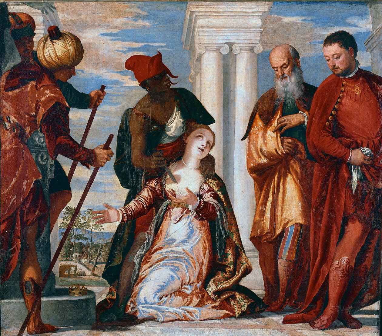 Le martyre de Sainte Justine. Sainte Justine de Padoue est percée d