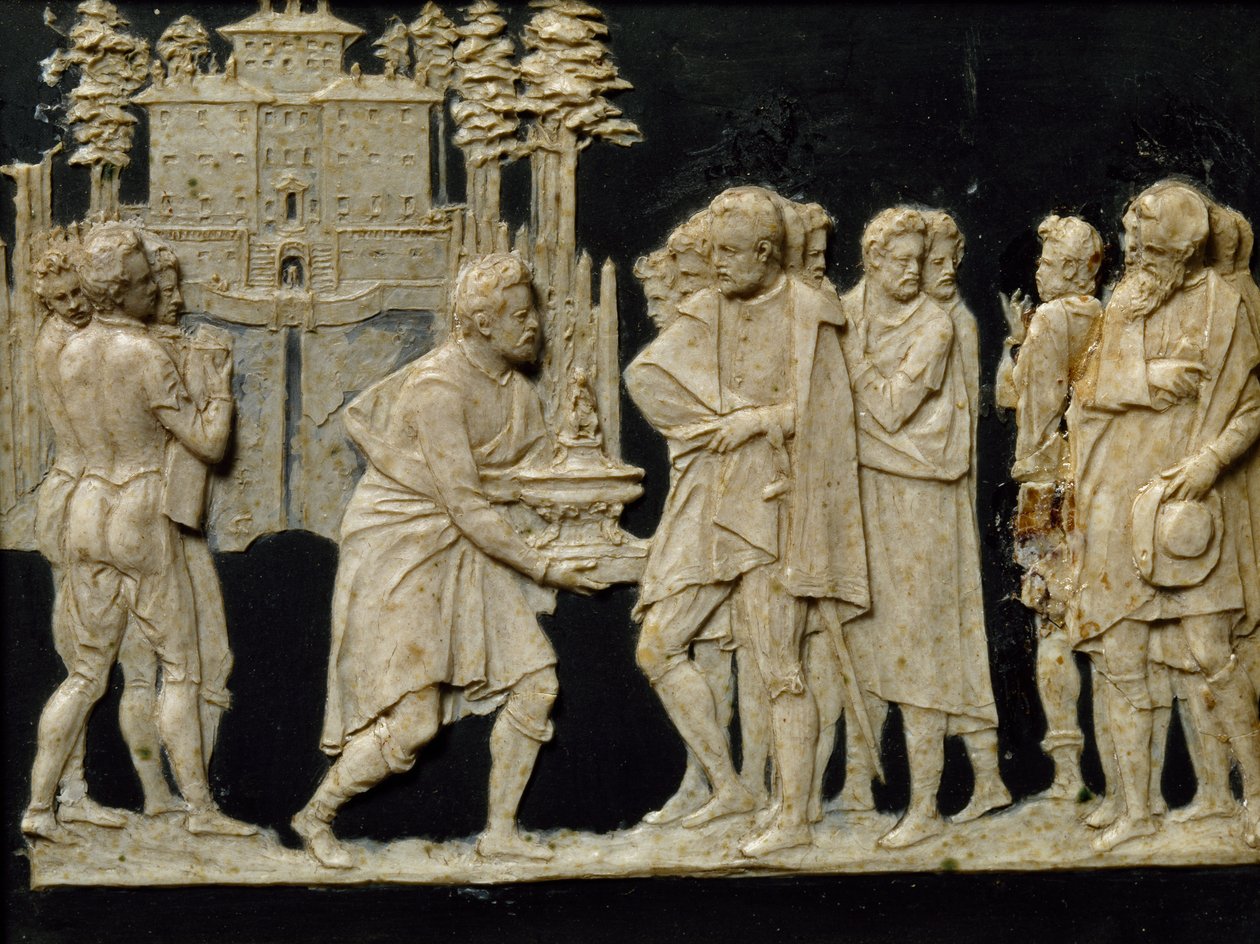 Présentation à François Ier du modèle de fontaine à Pratolino, par Jean de Boulogne alias Giambologna, carreau de cire - Giambologna