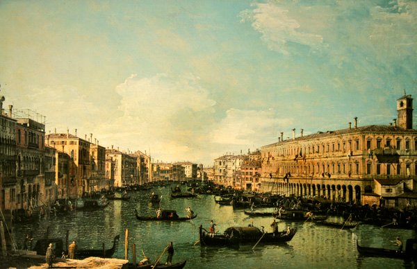 Le Grand Canal, Venise, vue vers le nord depuis près du pont du Rialto - Canaletto