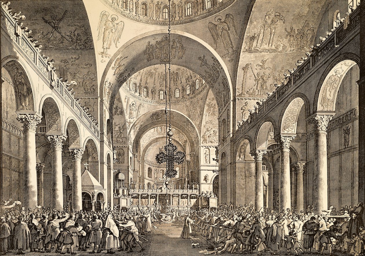 Fête vénitienne, le nouveau doge de Venise présenté au peuple dans la basilique Saint-Marc - (1697 1768) Canaletto