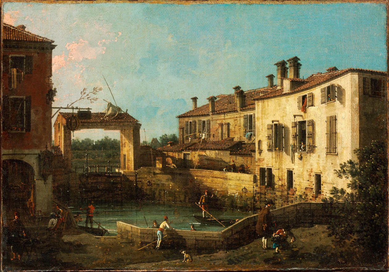 Écluse près de Dolo, Venise - Canaletto