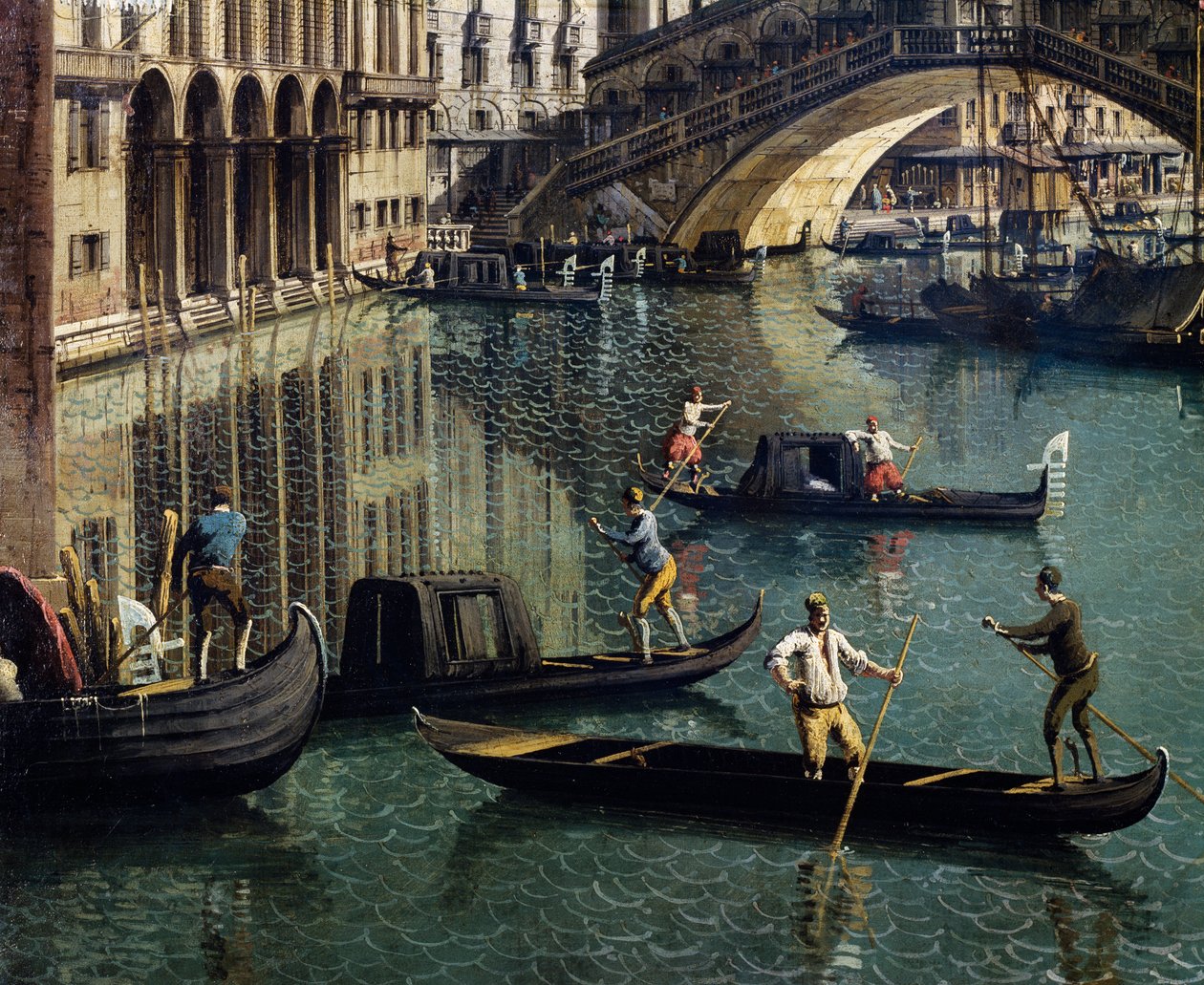 Le Pont du Rialto à Venise (détail) - Canaletto