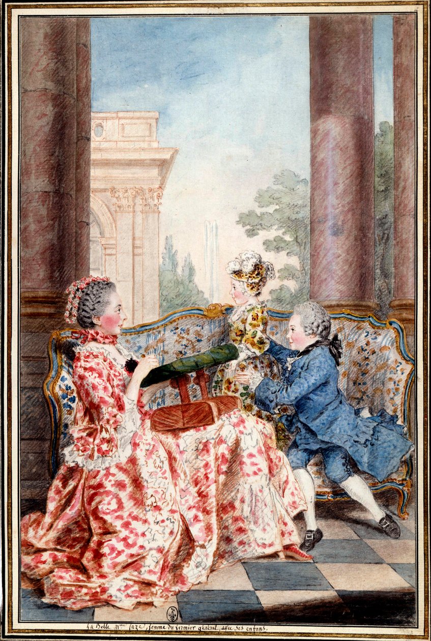 La belle Madame Caze, épouse du fermier général et ses enfants - Carmontelle