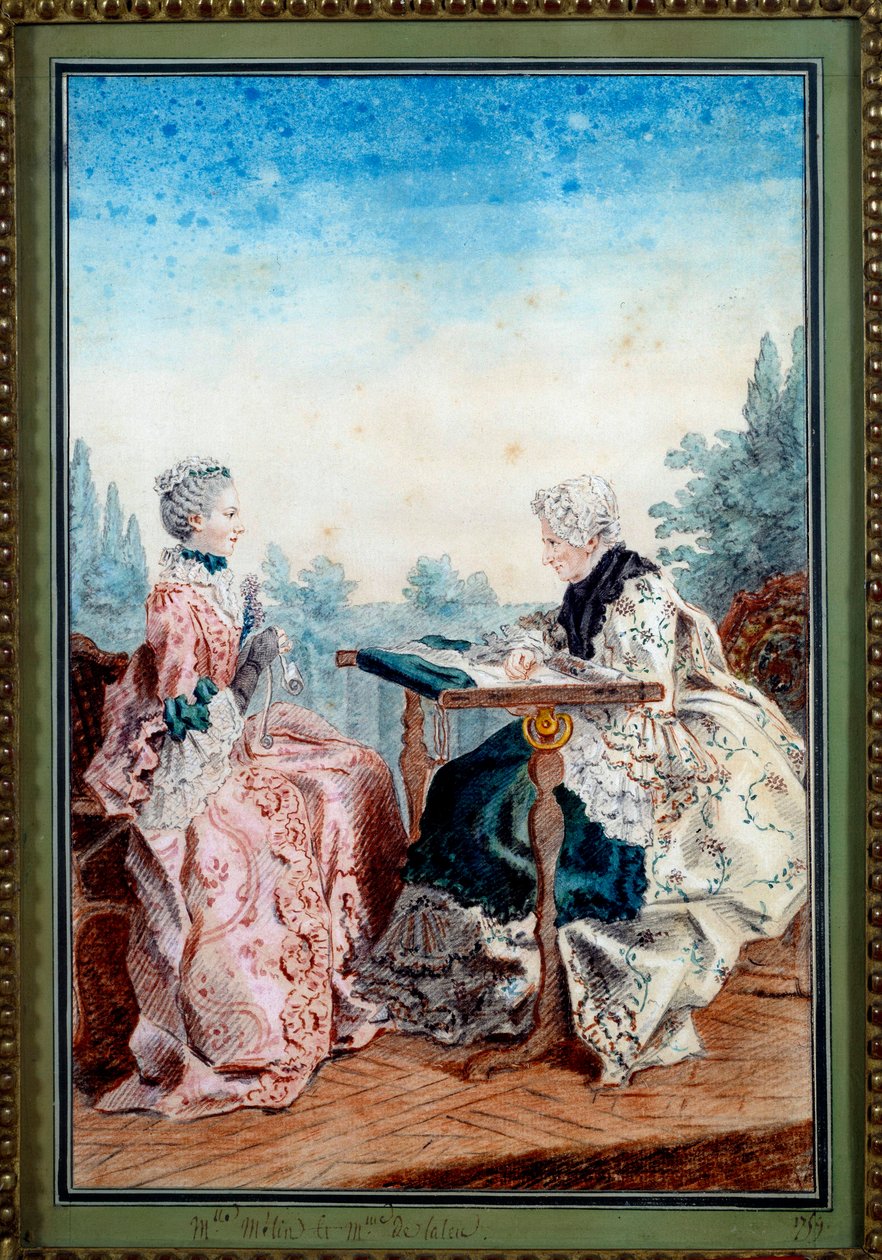 Mademoiselle Melin et Mademoiselle de Laleu faisant de la tapisserie - Carmontelle