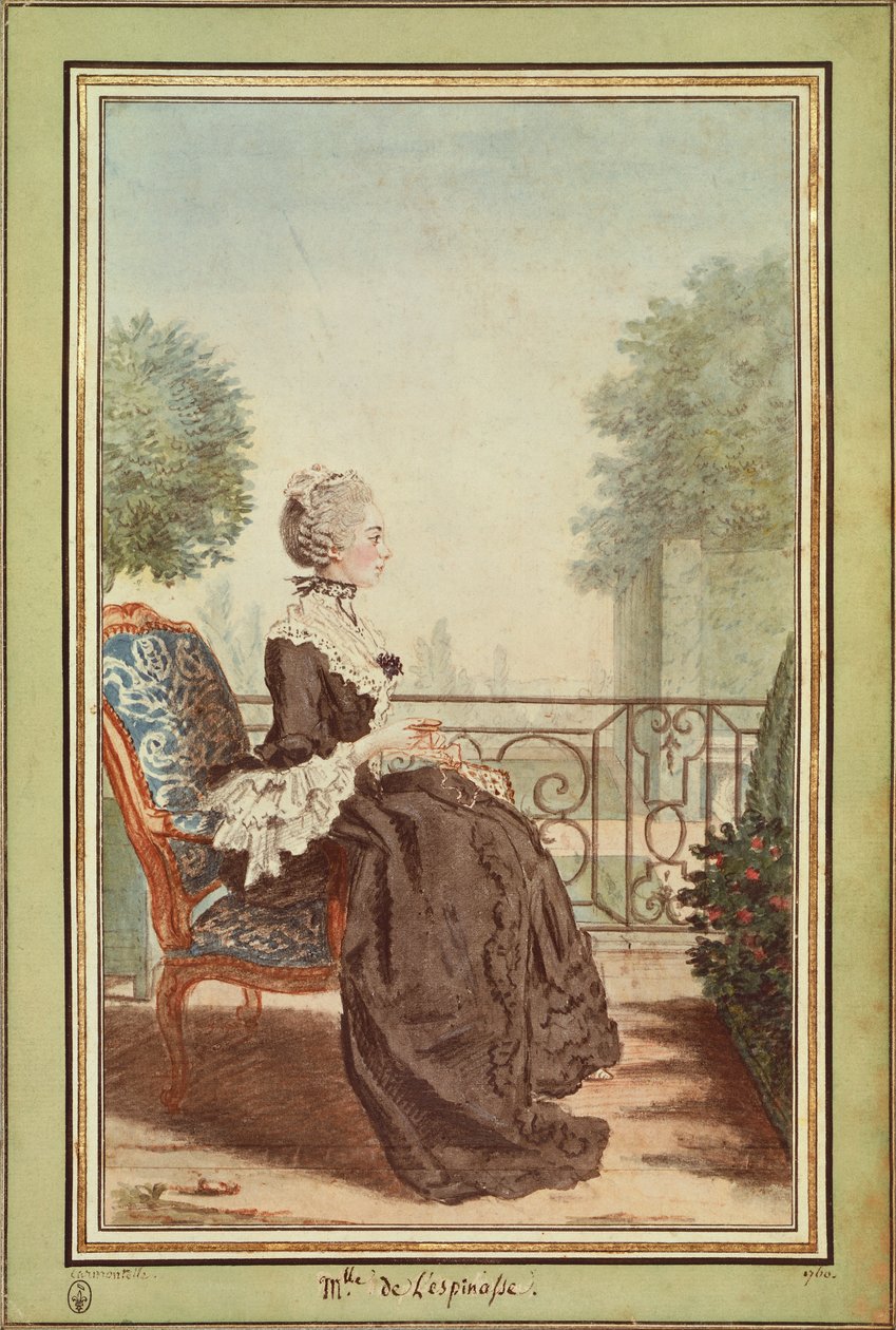 Mlle Jeanne Julie Éléonore de Lespinasse, gravure - Carmontelle