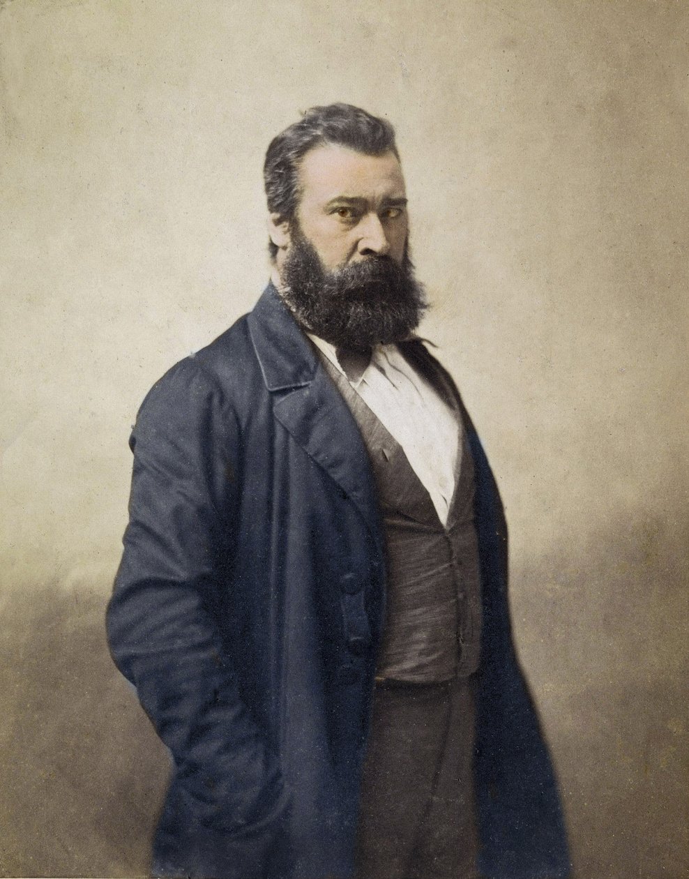 Jean François Millet (1814-1875) peintre français vers 1870 photo par Nadar - Coloration numérique - Portrait de Jean-François (Jean François) Millet (1814-1875), peintre, graveur. Photographie de Nadar. XIXe siècle - Nadar