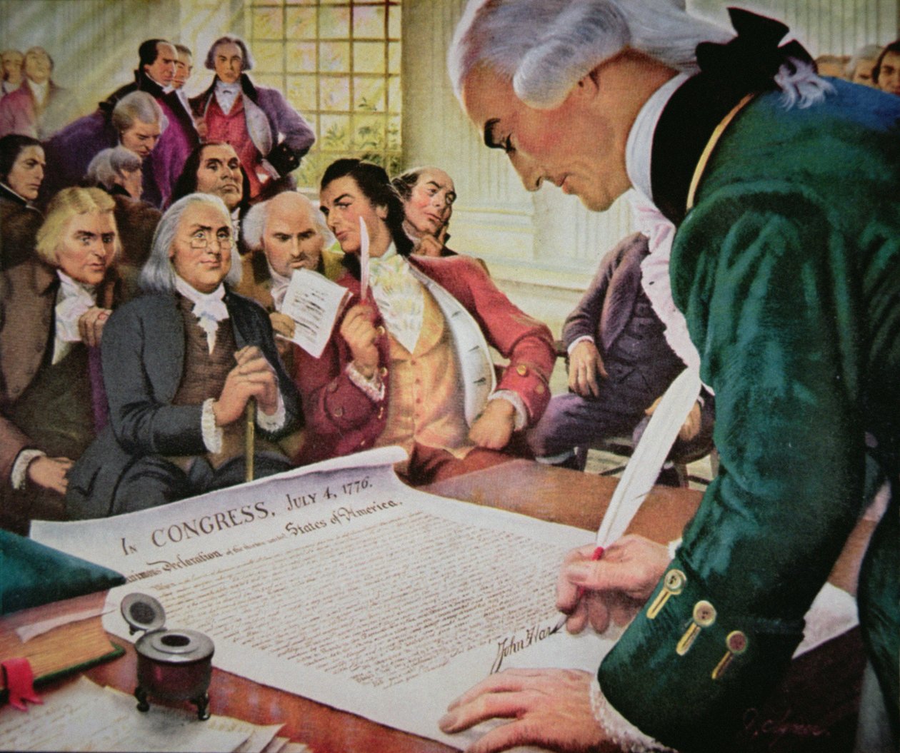 John Hancock (1737-93) signe la Déclaration d