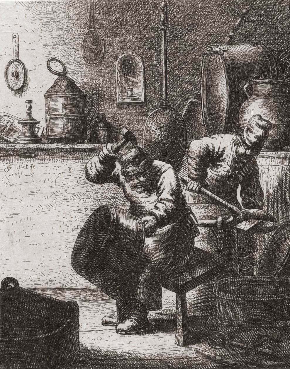 Les chaudronniers au travail au XVIIe siècle - (after) Dutch School