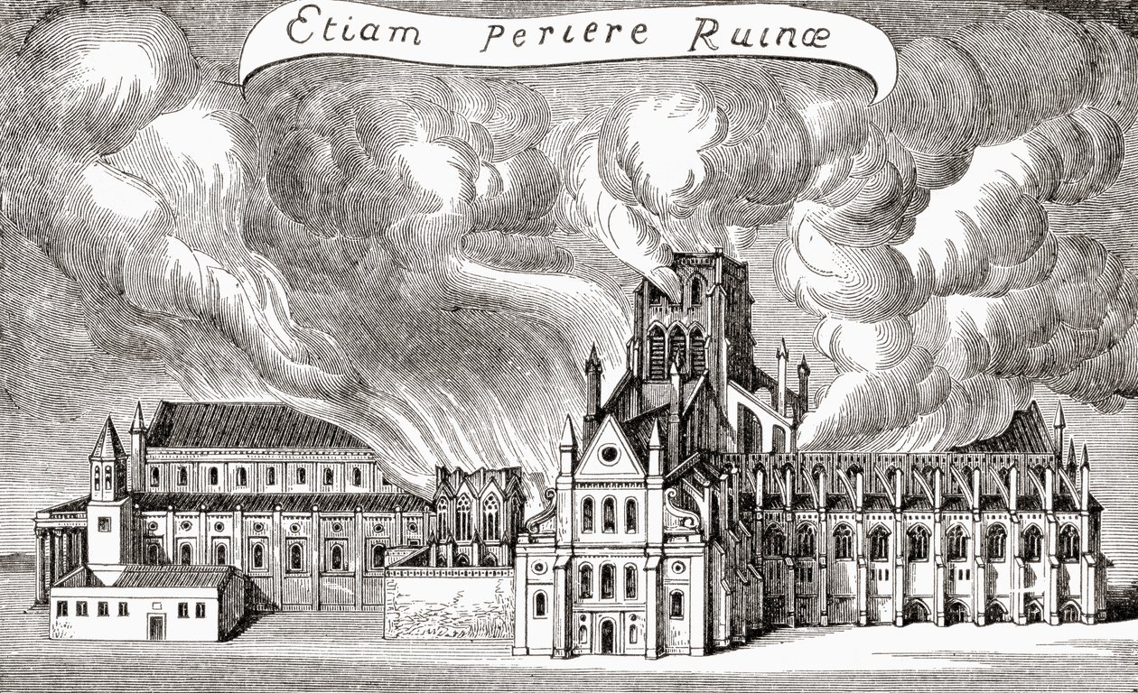 Ancienne cathédrale Saint-Paul, Londres, Angleterre, détruite par le feu en 1666, tirée de 