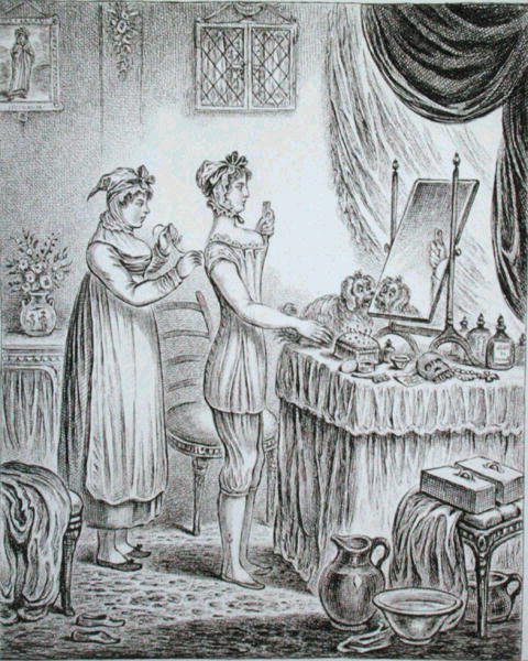 Progrès de la Toilette : les Corsets, gravé par James Gillray (1757-1815) publié par Hannah Humphrey en 1810 - (after) English School