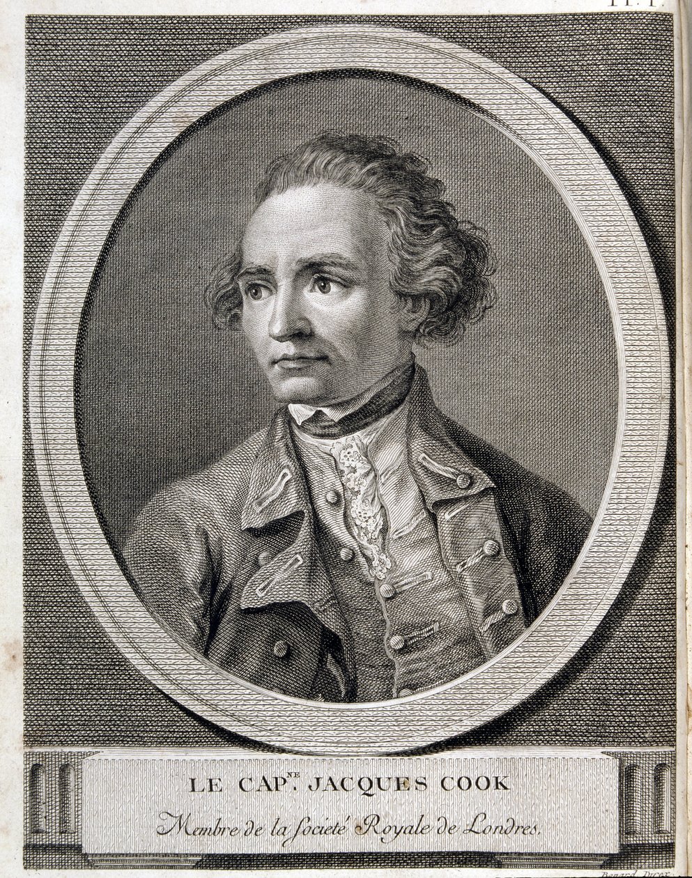 Capitaine James Cook, membre de la Société royale de Londres - (after) French School