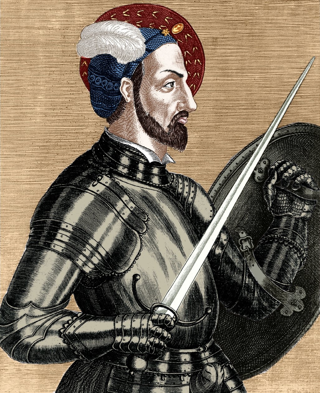 Charles de Bourbon (1490-1527), commandant suprême des armées françaises, document colorisé en gravure - (after) French School