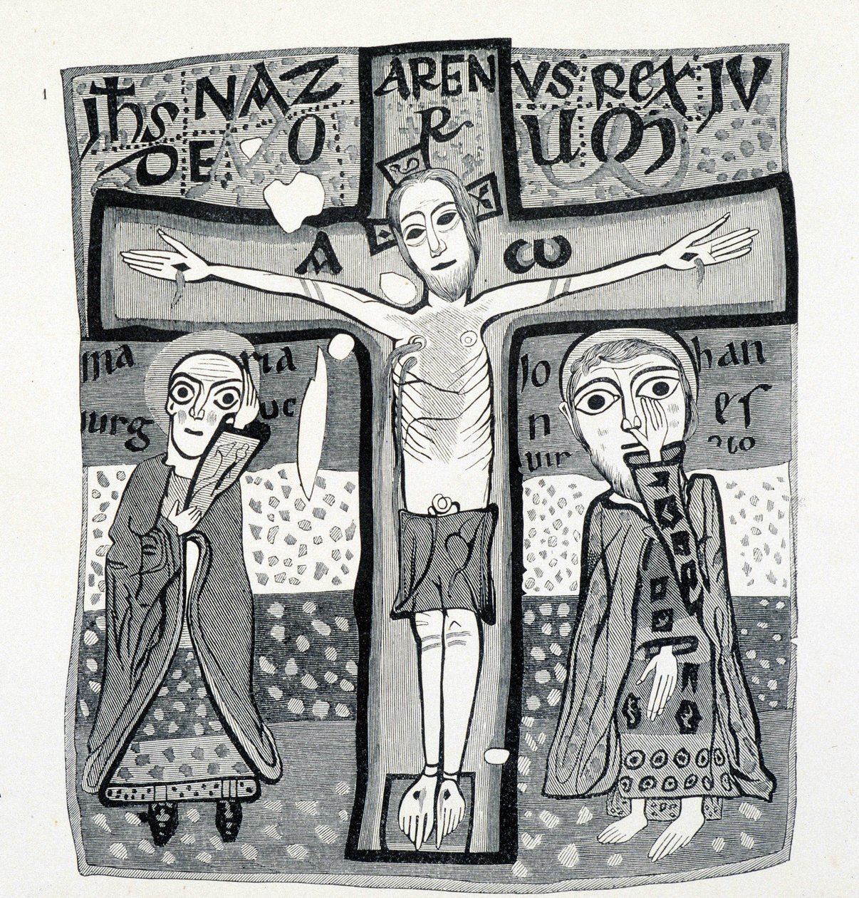 Art religieux, Christ en croix. 12ème siècle. - (after) French School