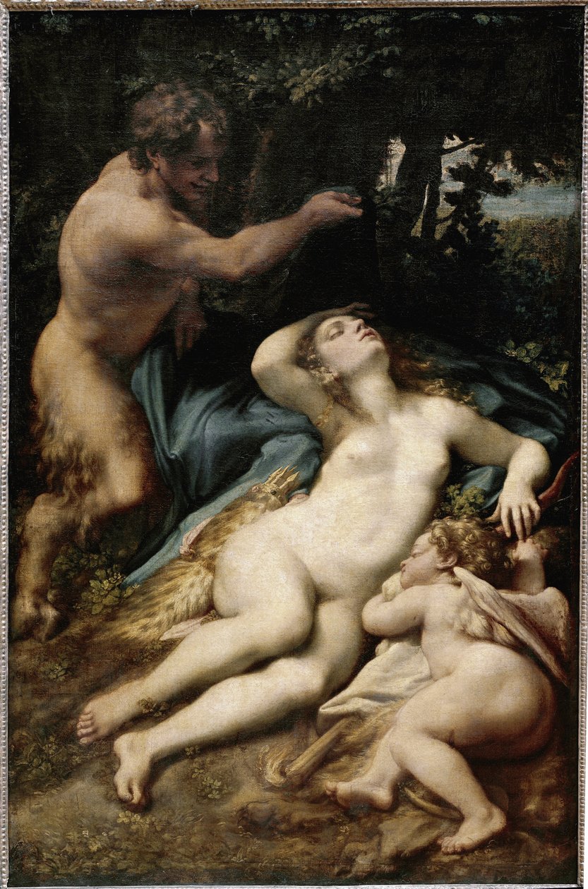 Jupiter et Antiope (ou Vénus avec Cupidon et un satyre) - (c.1489 1534) Correggio
