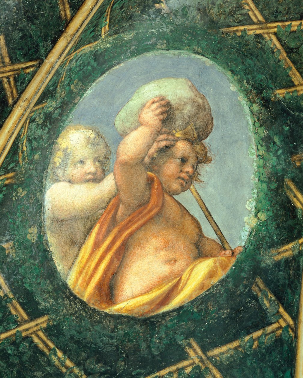 Ovate avec chérubins, fresque par Antonio Allegri Da Correggio (1489-1534) Chambre de l
