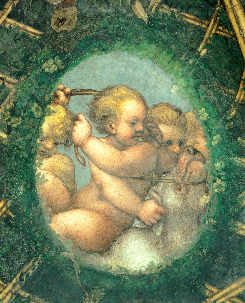 Ovate avec chérubins, fresque par Antonio Allegri Da Correggio, Chambre de l