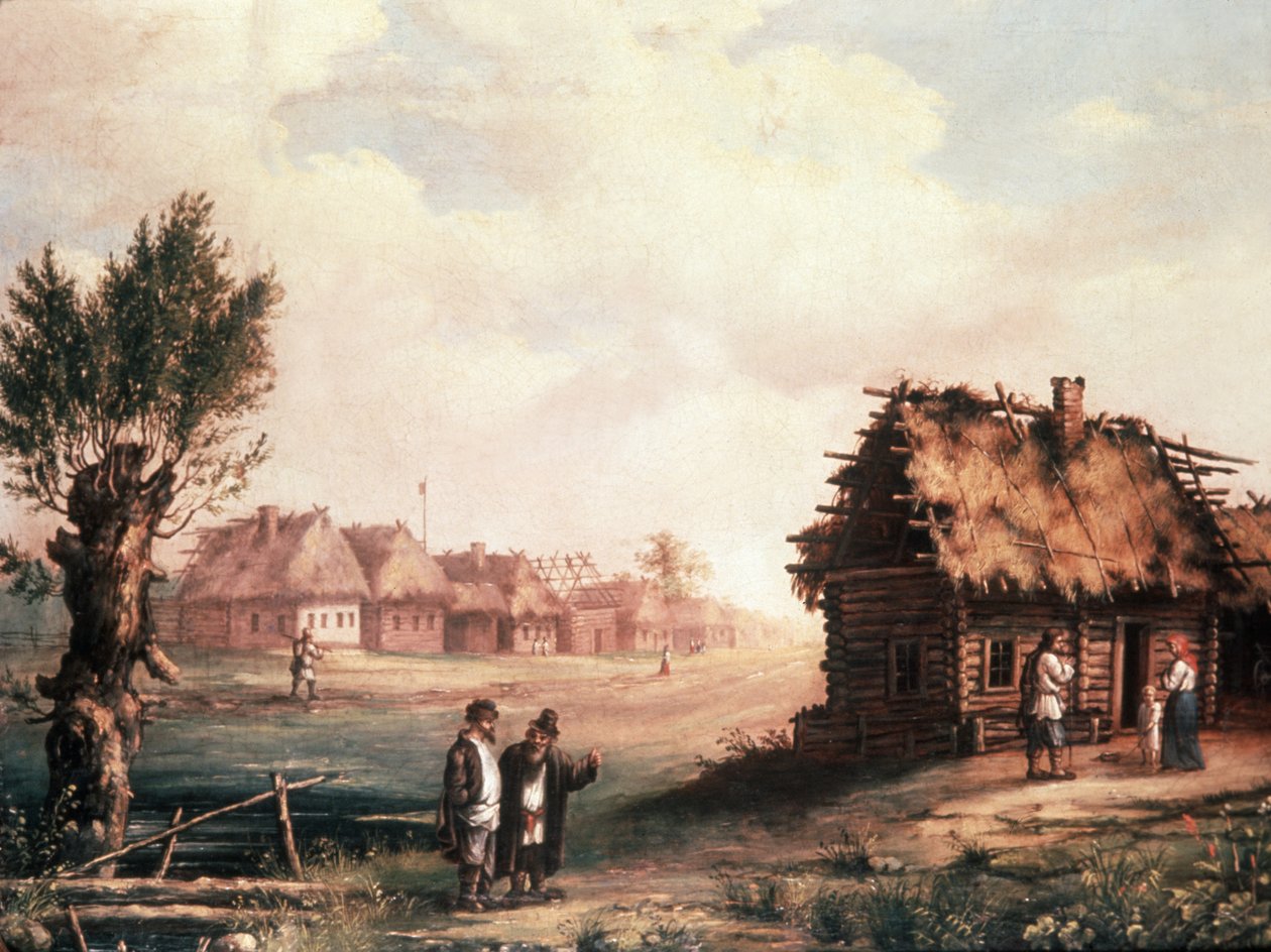 Un village pauvre en Russie, 1850s - Unknown