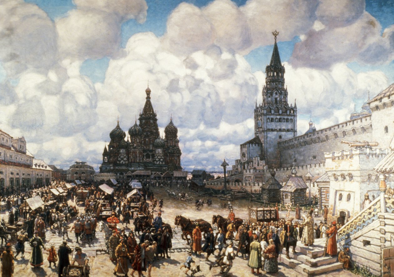 Peinture de la Place Rouge à Moscou au 17e siècle par Viktor Vasnetsov - Unknown