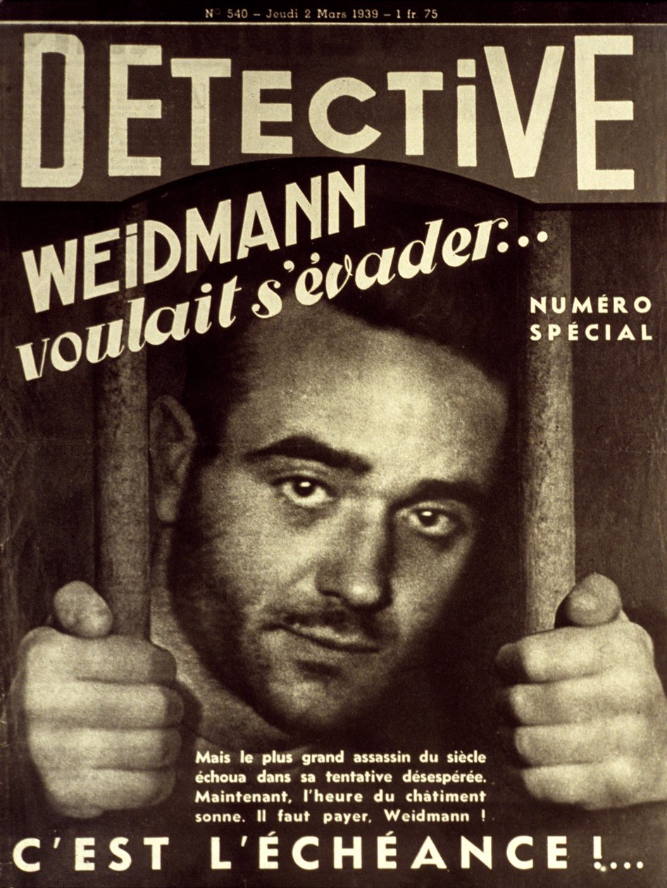 Couverture du journal Détective du 2 mars 1939 : Eugène Weidmann (1908-1939) meurtrier qui sera exécuté le 17 juin 1939 (la dernière personne à être exécutée publiquement en France) - Unknown