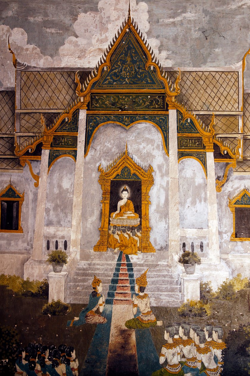 Fresque représentant une scène de la vie de Bouddha à Wat Phra Doi Suthep, Chiang Mai, Thaïlande - Unknown