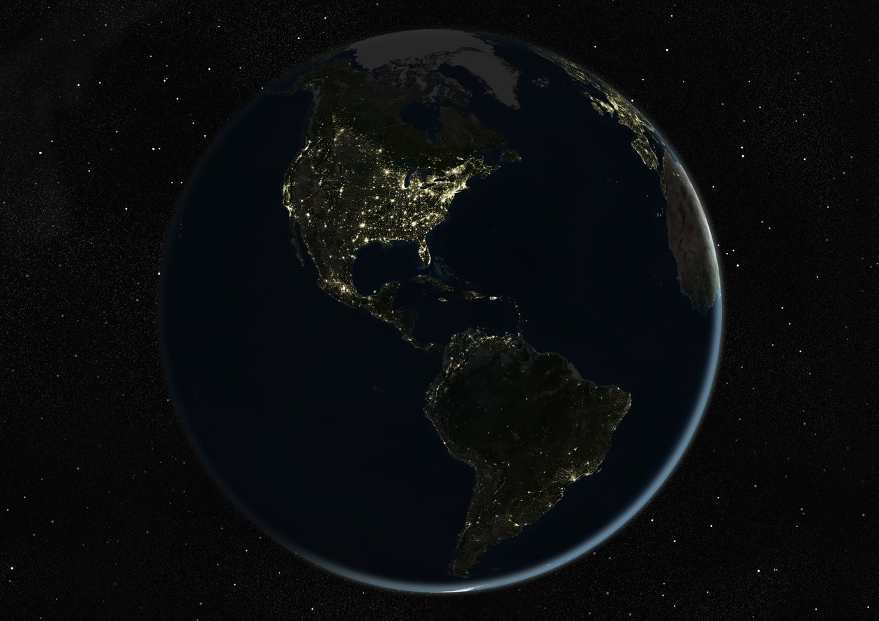 Globe centré sur les Amériques, image satellite en vraies couleurs - Unknown