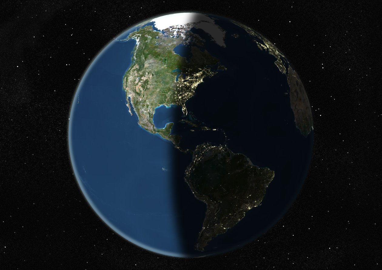 Globe centré sur les Amériques, image satellite en vraies couleurs - Unknown
