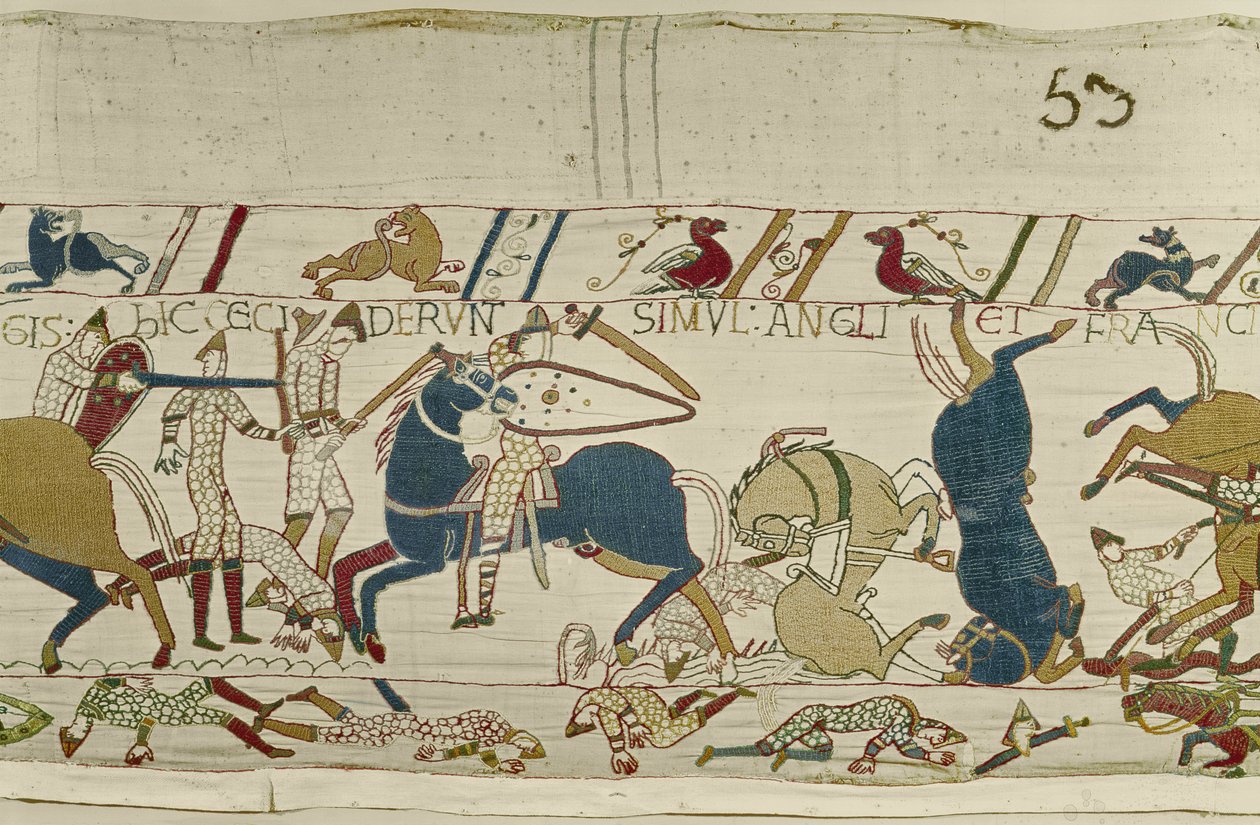 Normands et Anglais tombent côte à côte au combat, Tapisserie de Bayeux - Unknown
