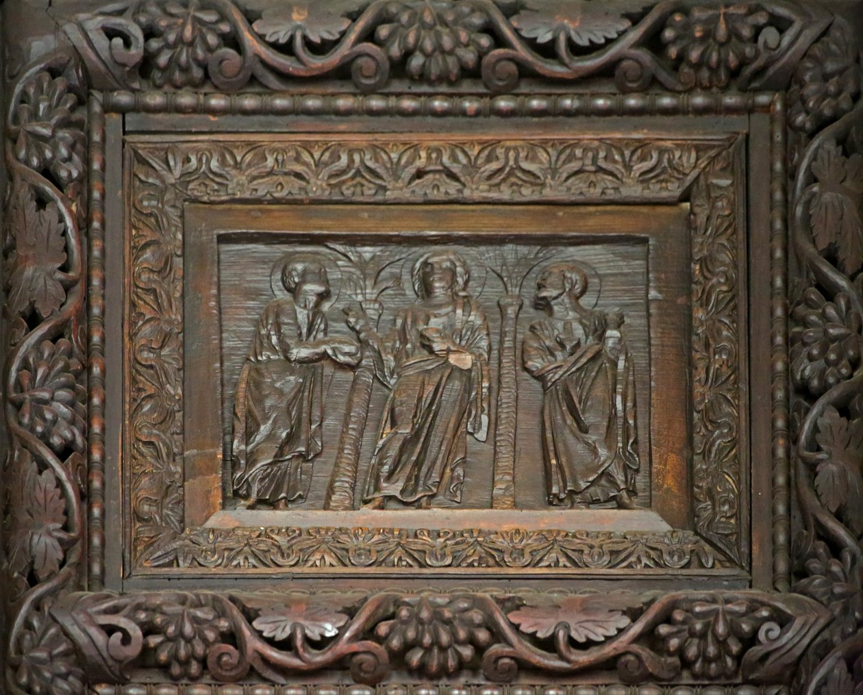 Panneau de la porte du 5ème siècle : le Christ avec deux disciples - Unknown