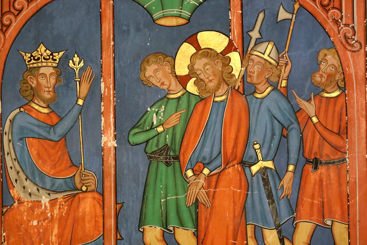 Église protestante Saint-Pierre-le-Jeune, Passion du Christ, Jésus est condamné par le Sanhédrin, fresque, Strasbourg, France - Unknown