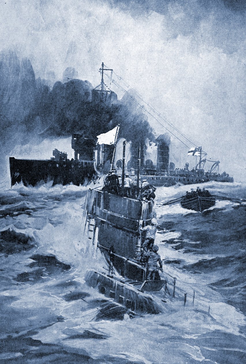Le sous-marin allemand U 18 se rend après avoir été éperonné, 1914 - Unknown