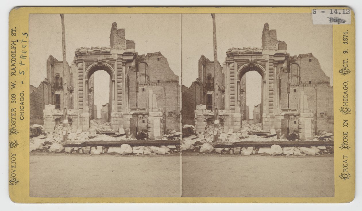 Vue stéréoscopique des ruines sur Washington Street après l