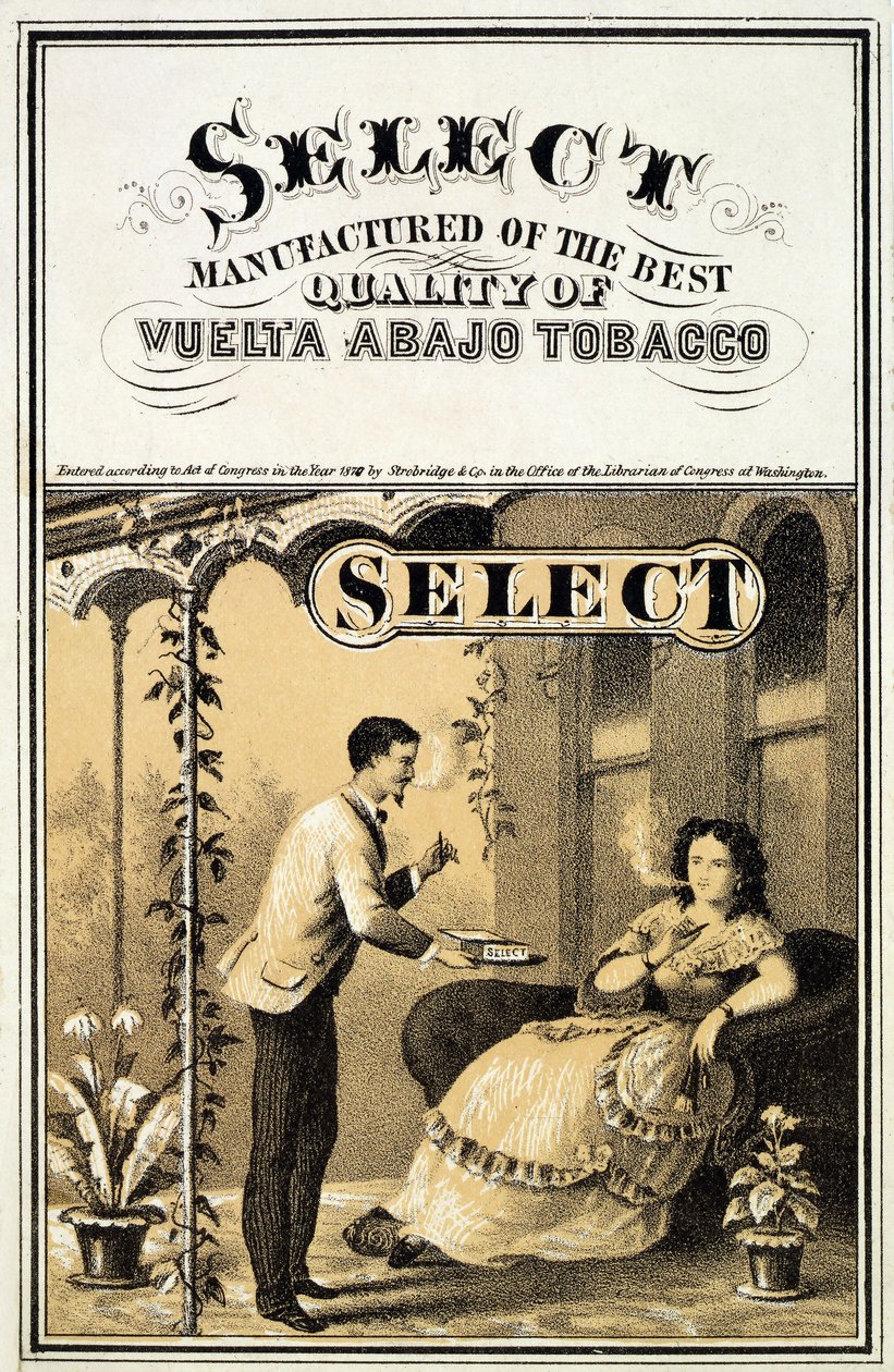 Publicité pour le tabac Vuelta Abajo, pub. 1870 - American School