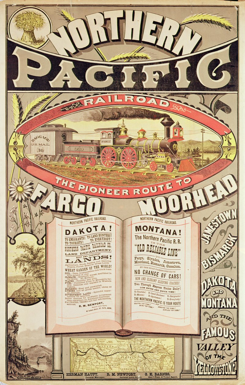 Publicité pour le Northern Pacific Railroad - American School