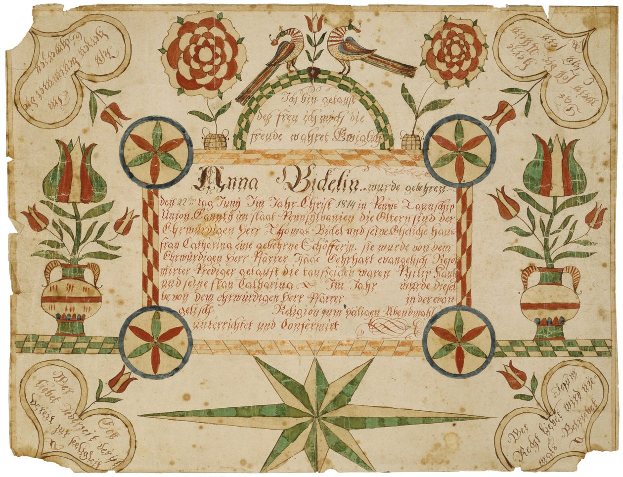 Certificat de naissance, c. 1820-1830 - American School