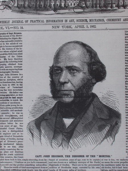 John Ericsson (1806-1862) dans le Scientific American, 5 avril 1862 - American School