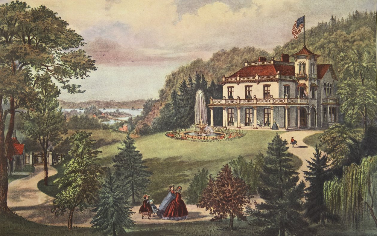 La vie à la campagne - Soir, pub. 1862, Currier & Ives - American School