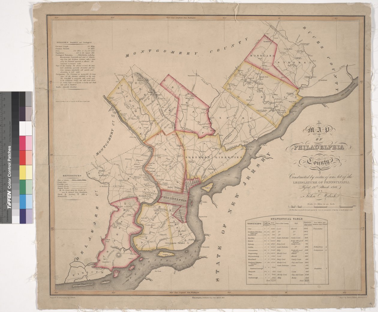 Carte du comté de Philadelphie, 1819 - American School