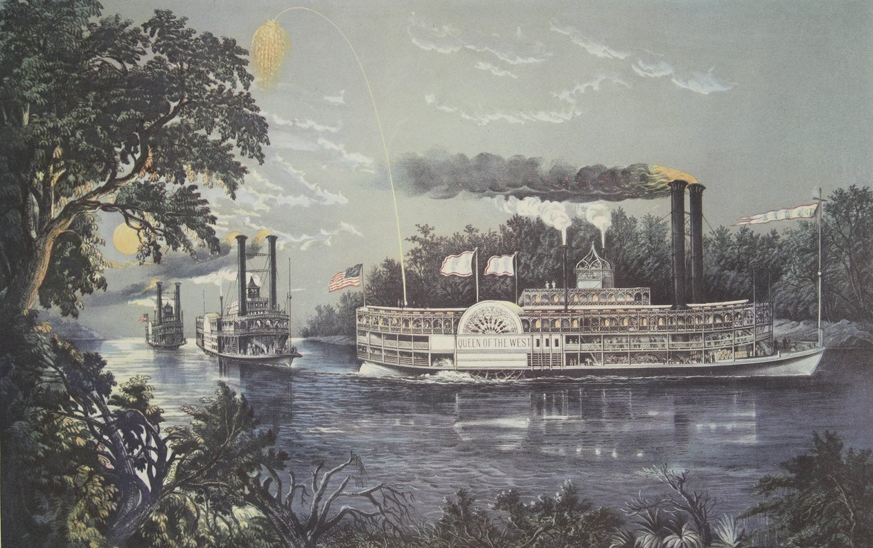 Virage sur le Mississippi, Steamboat Queen of the West - American School