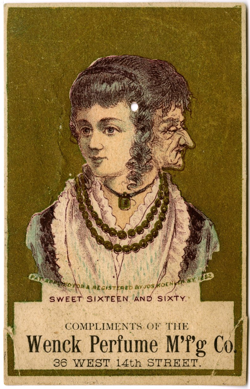 Sweet Sixteen and Sixty, Compliments de la Wenck Perfume Mfg Co., 36 West 14th Street., 1882 - American School
