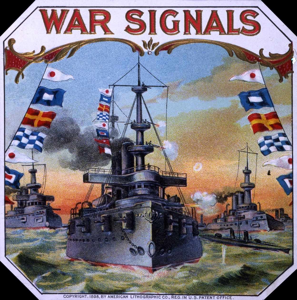 Étiquettes de boîte à cigares War Signals, 1898 - American School