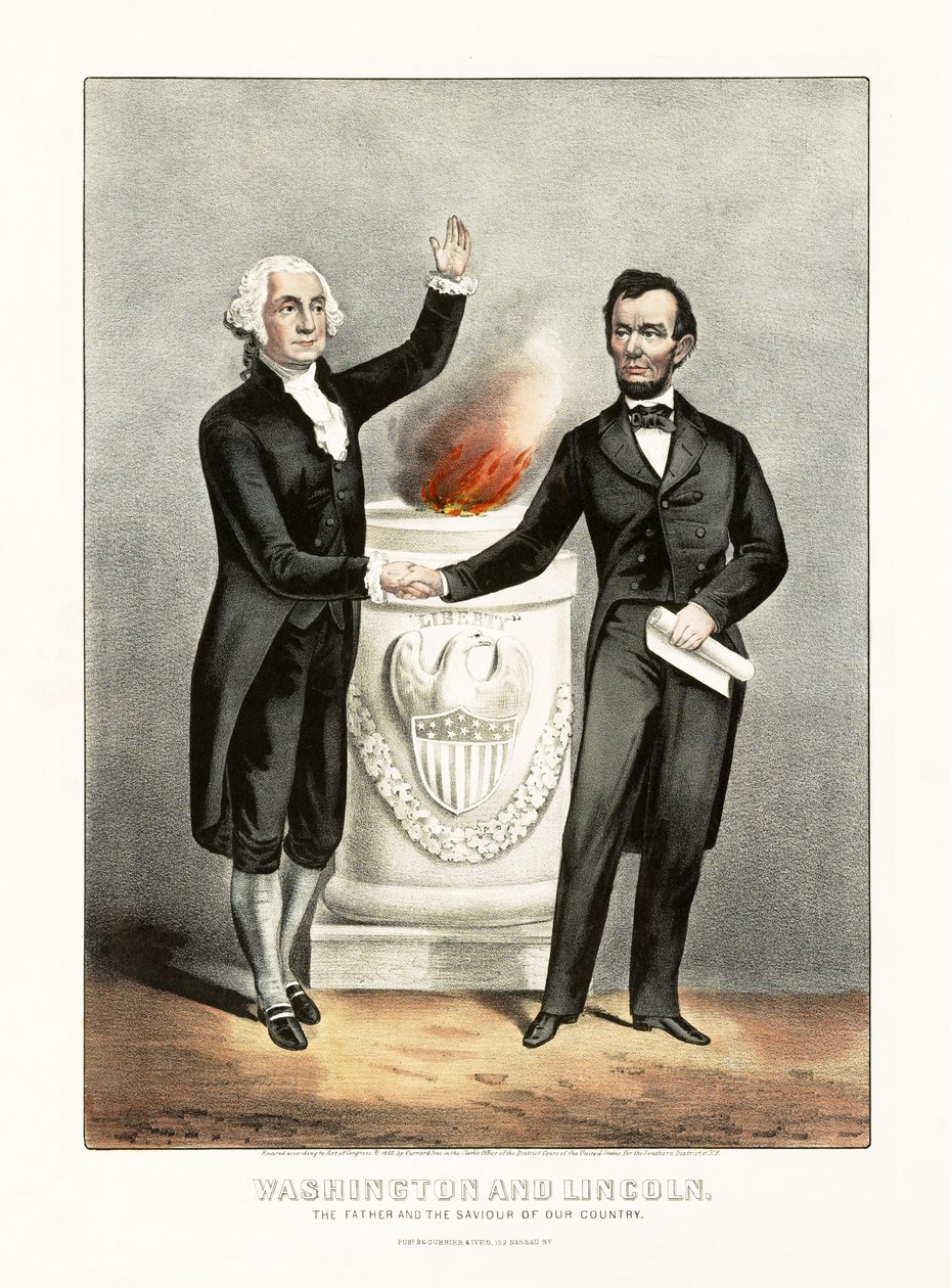 Washington et Lincoln Le Père et le Sauveur de notre pays, pub. 1865 - American School