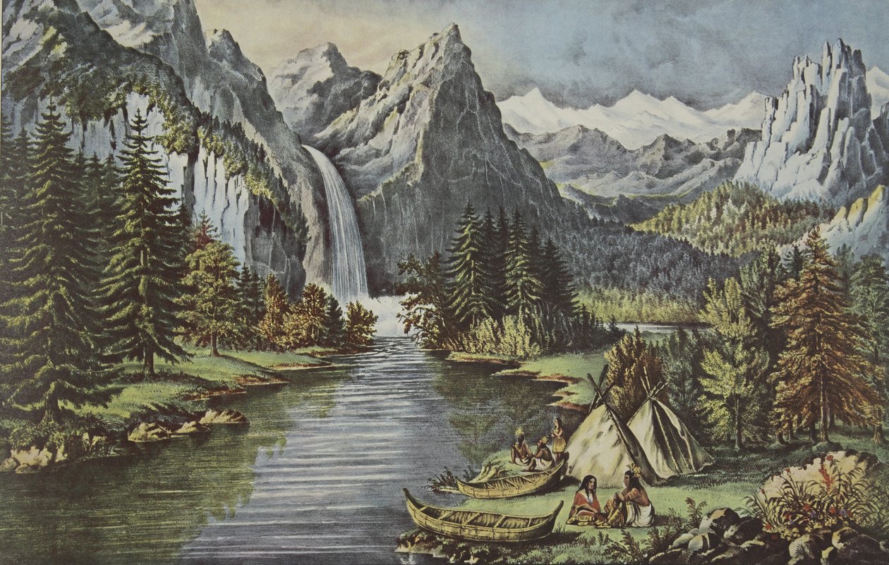 Vallée de Yosemite - Californie, pub. 1866, La chute Bridal Veil, Currier & Ives - American School
