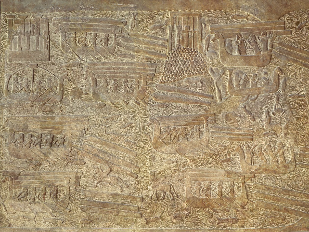 Relief représentant le transport de bois par mer - Assyrian
