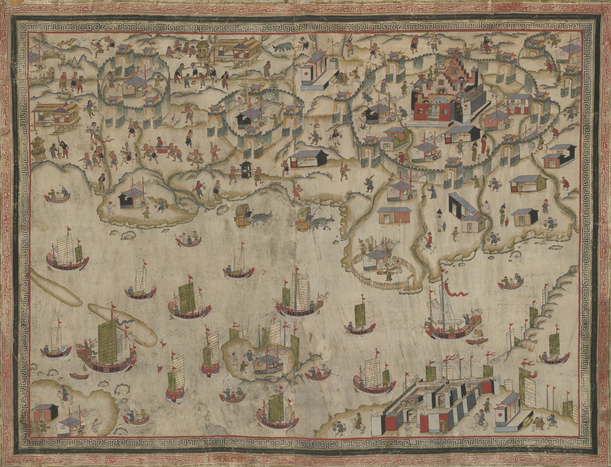 Forts Zeelandia et Provintia et la ville de Tainan, tenture murale - Chinese School