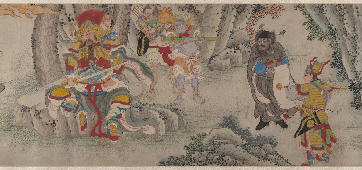 Recherche des démons dans les montagnes, rouleau, c.1630 - Chinese School
