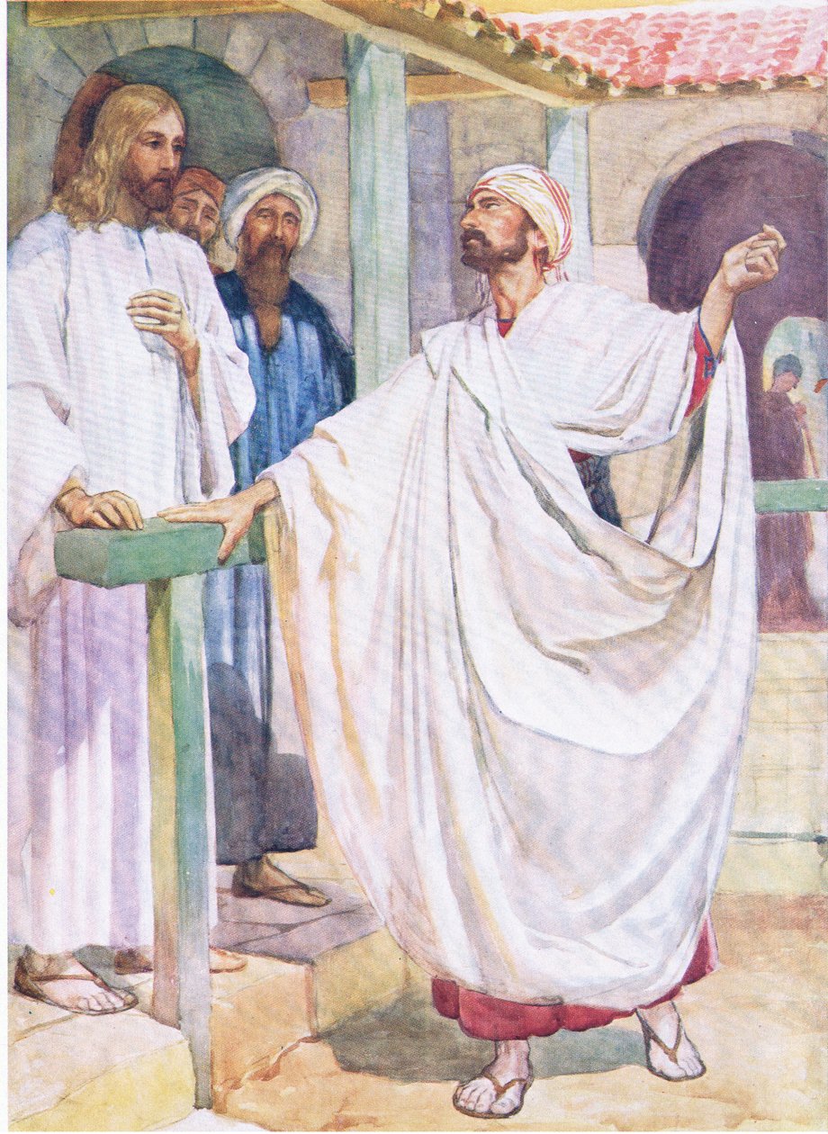 Un noble cherche Jésus, tiré de The Bible Picture Book publié par Thomas Nelson, vers 1950 - English School