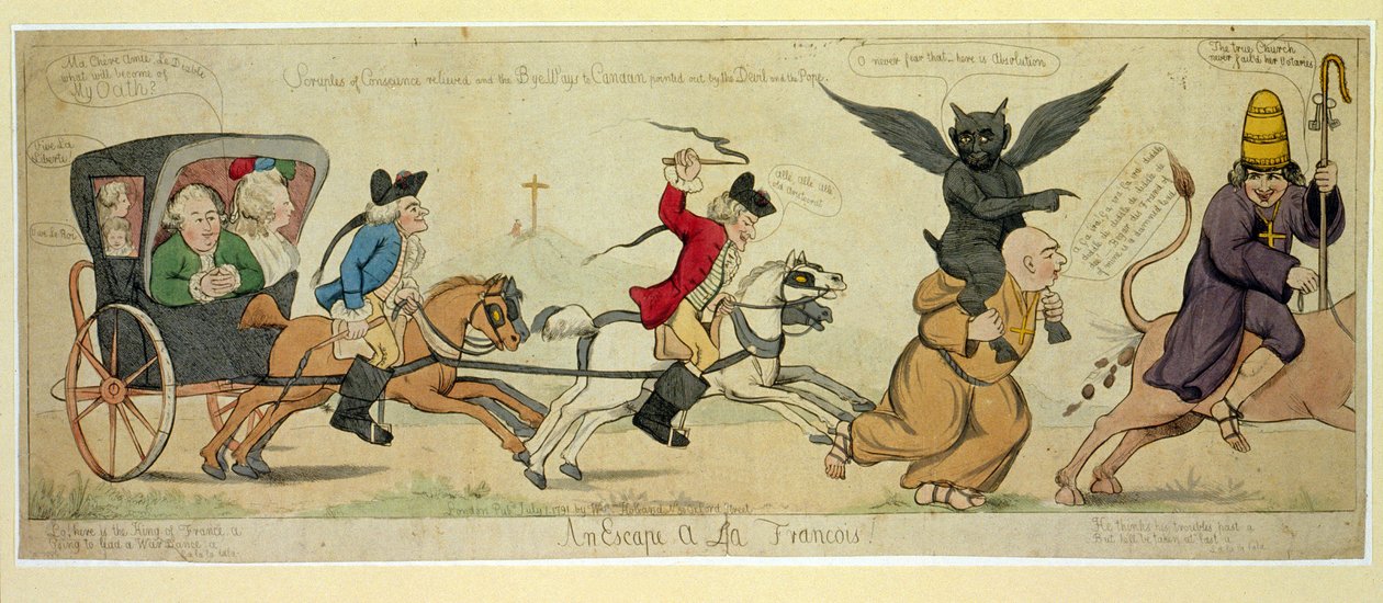 Une évasion à la François, pub. Londres 1791 - English School