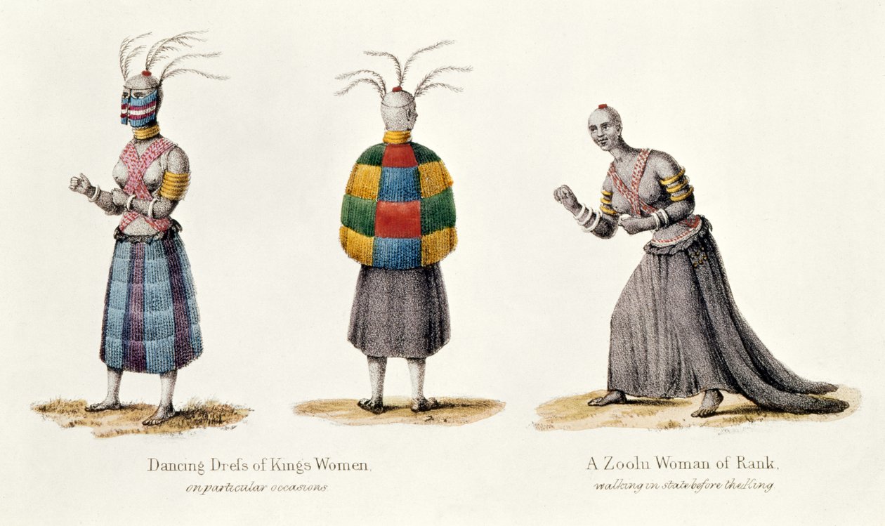 Robe de danse des femmes du roi et une femme de rang zoulou, illustration de Récit d
