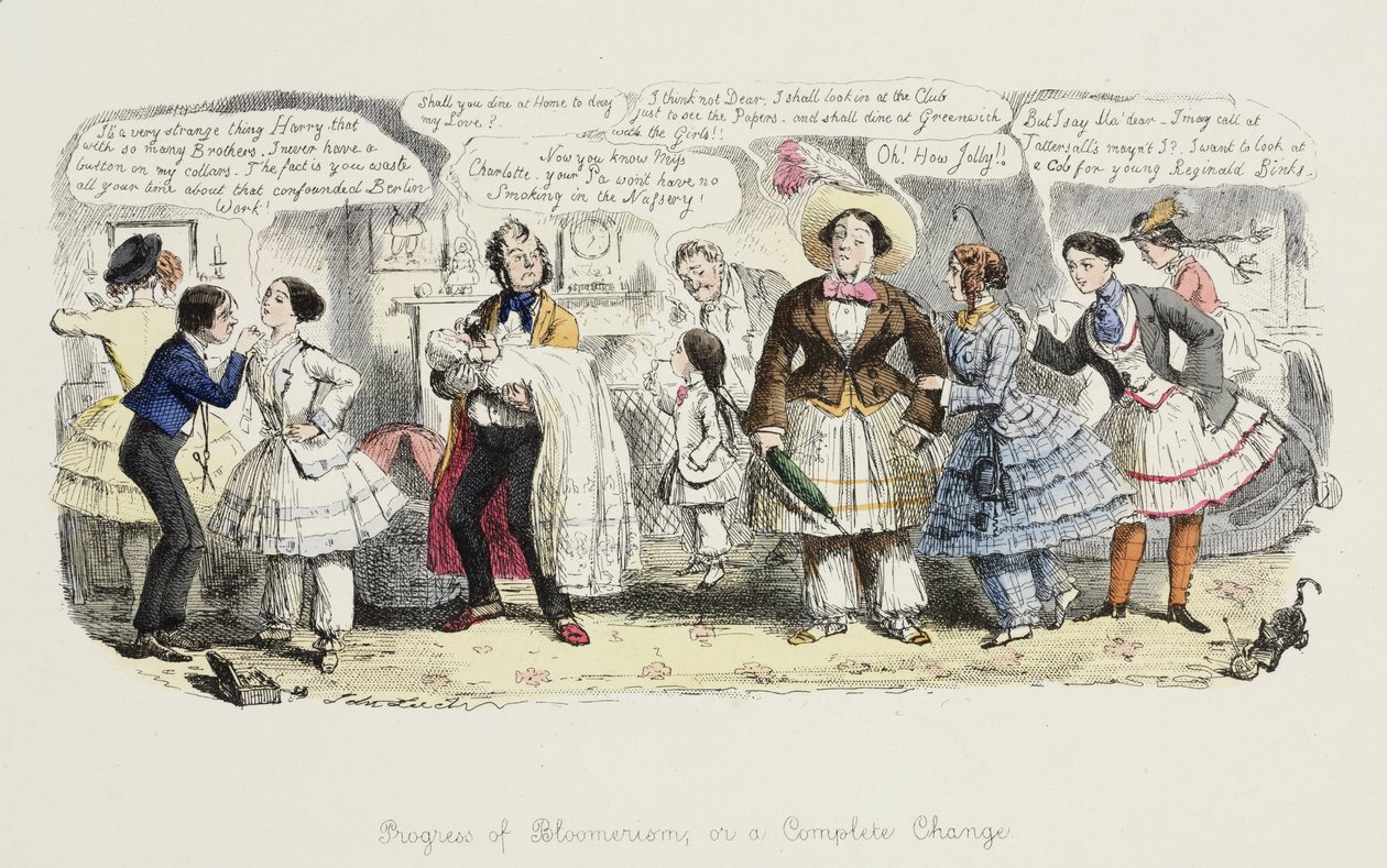 Le progrès du Bloomerism ou, un changement complet, de Punch, 1852 - English School
